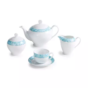 چایخوری 17 پارچه زرین مدل سروین فیروزه درجه یک (پس کرایه)