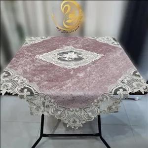 رومیزی مخمل گیپور طرح ترک گل برجسته  زیبا و با کیفیت 