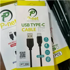 کابل پاور بانک تایپسی اورجینال برند P-net مدل PT.200 طول کابل 30 سانتی متر همراه با گارانتی شرکتی