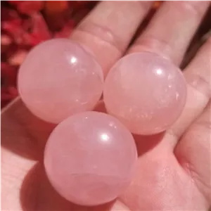 1 عدد گوی گوهر سنگ طبیعی و اصل معدنی رزکوارتز 