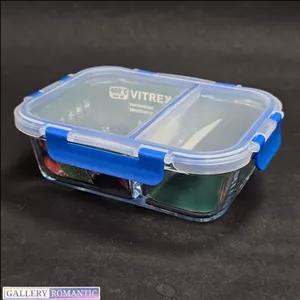 ظرف نگهدارنده-فریزری پیرکس 2 خانه ویترکس چین درب سفید و درب آبی 1040 میلی لیتر(پس کرایه)