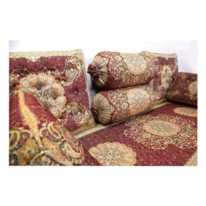 سرویس شاهنشین طرح افشار رنگ زرشکی(ست 7تیکه سنتی پشتی ترمه)
