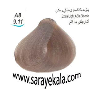 رنگ مو بیس کالر  A8 بلوند خاکستری خیلی روشن 
