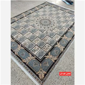 12متری فرش ماشینی 500شانه بی سی اف،خشتی نقره ای، فرش عروس 