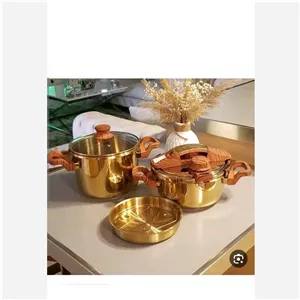 2عددزودپز بزرگ طلایی آرامپز و قابلمه دو قلوی 5+7 و 6+4 لیتری تفال فرانسه پسکرایه