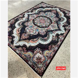 فرش ماشینی 9متری  500شانه بی سی اف،شهیاد مشکی، فرش قیمت مناسب، فرش عروس 