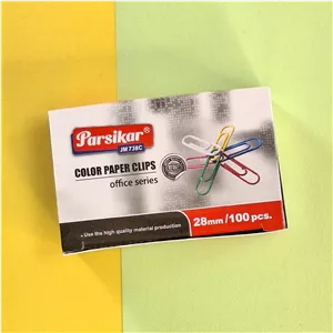 گیره کلیپس کاغذ رنگی پارسیکار 100 عددی 28 میل parsikar