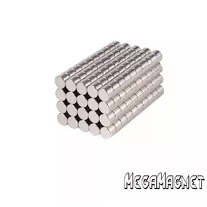 آهنربای نئودیمیوم 2x2 میلیمتر N42 دیسکی (1500 عدد عمده) مغناطش محوری مگامگنت