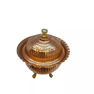 armaghan قندان مسی سه پایه برنجی نانو مس طرح چکشی gifts