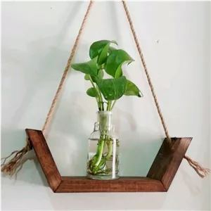 شلف چوبی با آویز کنفی