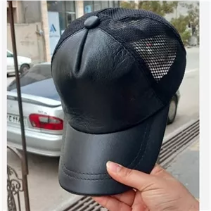 کلاه چرم گوسفندی کلاه افتابی چرم کلاه چرمی پشت توری