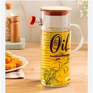 شیشه روغن 1 لیتر اکام درب چوبی