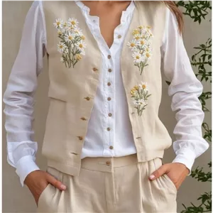 وست جلیقه گلدوزی همراه با کیف یا بگ ست 