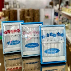 نی شیشه ای پیرکس گلدار بسته 6 عددی درجه 1ضخیم
