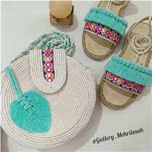ست کیف و صندل مکرومه ( پس کرایه )