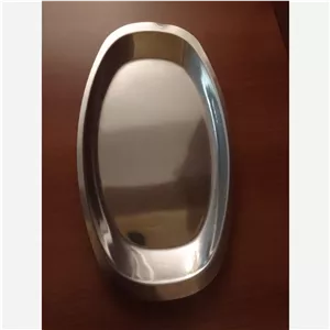 دیس سینی بزرگ بیضی مستطیل خورشت برنج استیل اصل نقره ای ابعاد20در38
