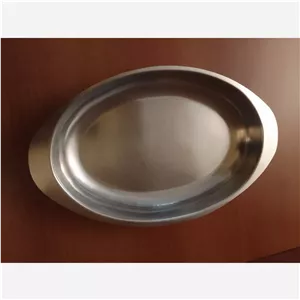 دیس بشقاب بزرگ بیضی خورشت برنج استیل آلمانی اصل نقره ای ابعاد 33در20
