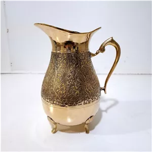 پارچ برنجی هندی پارچ برنزی با طرح طاووس با کیفیت بالا ظروف پذیرایی زیبا مناسب استفاده دائم و قابل شستشو بدون تغییر رنگ 