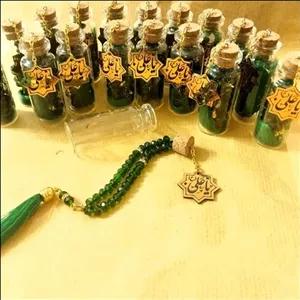 تسبیح 33 تایی کریستالی سایز 6  با پلاک های مذهبی