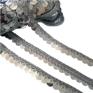نوار خرج کار پولکی رنگ نقره ای عرض 1 سانتی متر طول دو متر 