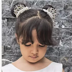 کش مو دخترانه مرواریدی تاج دار جفتی تاج فلزی عالی 