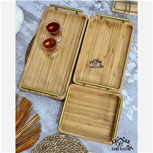 سینی بامبو دسته طلایی
