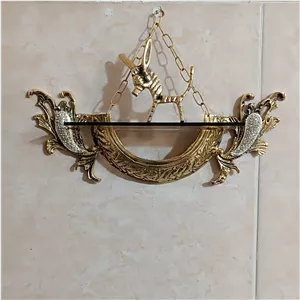 شلف برنجی و دیوار کوب بادمجانی نگین خور  (باکس برنزی)کد 325