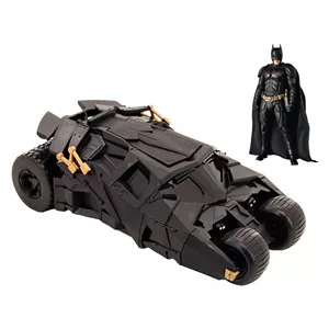 ماشین بازی فانتزی رساکو مدل batmobile with batman با بدنه پلاستیکی، الهام‌گرفته از نمونه واقعی، 6 چرخ و ابعاد 320x190x140 میلی‌متر