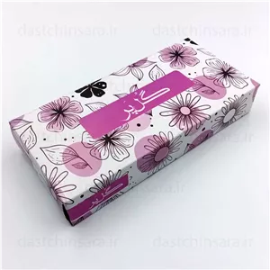 دستمال کاغذی جعبه ایی 100 برگ (50 برگ دولایه) گل پرتالاری