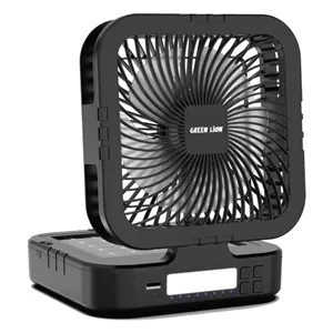 پنکه خورشیدی گرین لاین Solar Trio با چراغ و پاوربانک مشکی
