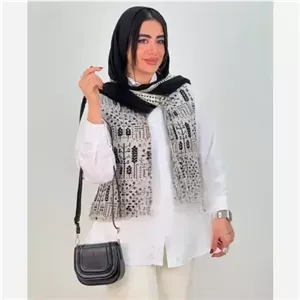 جلیقه زنانه فرحناز جنس گلیمی گرم بالا فری سایز رنگ قرمز و آبی