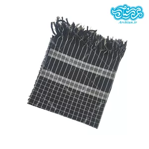 چفیه نخی مشکی اعلا بزرگ (115 سانتی) طرح ایرانی (خطوط ساده مربعی) کدs115