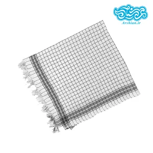 چفیه معمولی سفیدرنگ طرح ایرانی(خطوط ساده مربعی) کد s80