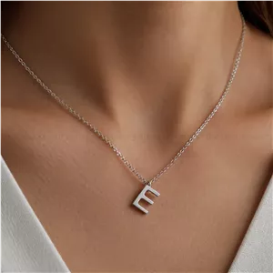 گردنبند زنانه نقره ای حرف E