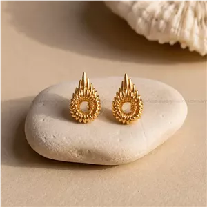 گوشواره ژوپینگ طلایی مدل آتش 