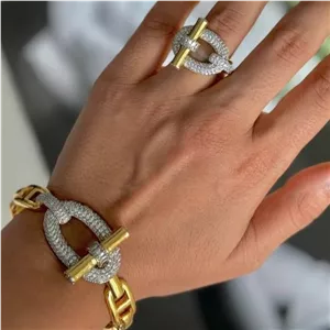 نیم ست دستبند و انگشتر زنانه طرح هرمس Hermes رنگ ثابت کد sm (پس کرایه)