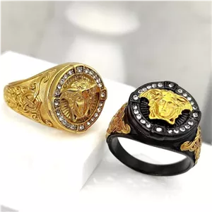 انگشتر مردانه استیل طرح ورساچ versace تنوع رنگ سایز بندی 9 تا 12 رنگ ثابت کد mp