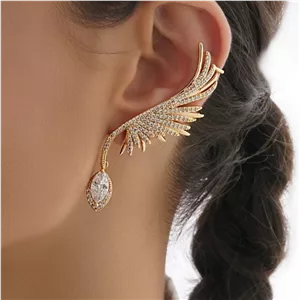 گوشواره ایرکاف جواهری طرح بال فرشته رنگ ثابت کد mp
