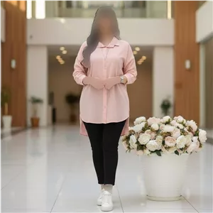 شومیز مانتویی زنانه مدل سلین جنس لنین پنبه درجه یک فری سایز - 13b9