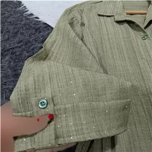 شومیز مانتویی کراش نگیندار زنانه فری سایز 38 تا 48