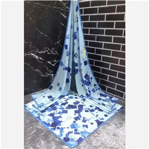 روسری نخ کاستوم طرح باران سایز 140 آبی هندسی اسپرت