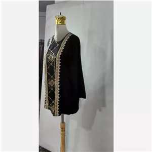 شومیز سنتی زنانه جنس کراش رنگ مشکی سایز فریسایز