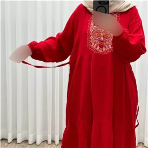 پیراهن ساحلی نخی زنانه مدل آیدا فری سایز مناسب تا 50 با کمربند