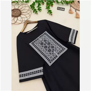 مانتو عبایی سمیرا جنس کرپ اسکاچی و کتیبه تافته فری سایز 36 تا 58