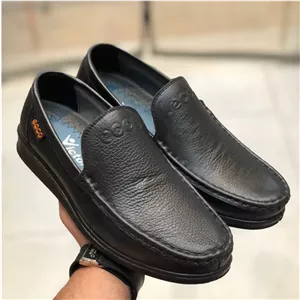 کفش کالج مردانه چرم طبیعی مشکی زیره طبی پیو