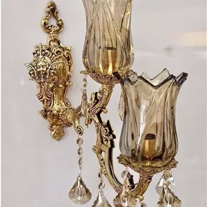 لوستر دیواری (دیوارکوب) برنزی دو شعله