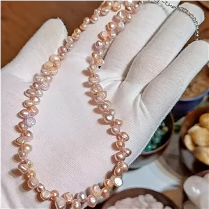 گردنبند مروارید صورتی طبیعی آب شیرین