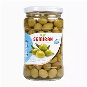 زیتون شور با هسته معمولی سمیران  شیشه 670 گرمی