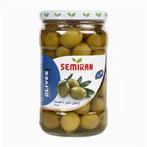 زیتون شور با هسته ویژه سمیران شیشه 670 گرمی