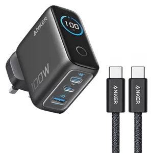 شارژر دیواری 100 وات سه پورت انکر مدل B121B به همراه کابل تبدیل USB-C